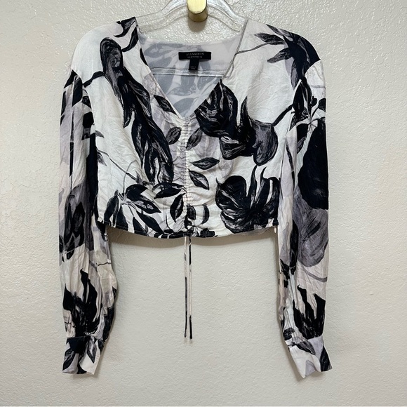 AllSaints Carla Jackie Ruched Crop Top size 6 - Picture 2 of 6